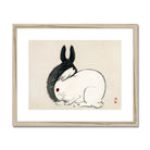 Rabbits - Kōno Bairei Kacho-e Art Print, Black White Rabbit Red Eye Minimalist Japanese Ink