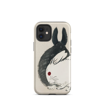Rabbits - Kono Bairei Meiji Era Phone Case Phone Case Rabbit Design Kono Bairei’s Black, White Rabbits Iphone, Bridging Meiji-era