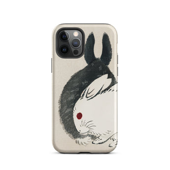 Rabbits - Kono Bairei Meiji Era Phone Case Phone Case Rabbit Design Kono Bairei’s Black, White Rabbits Iphone, Bridging Meiji-era