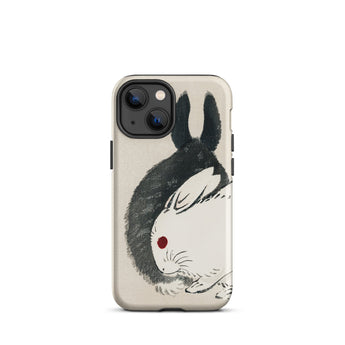 Rabbits - Kono Bairei Meiji Era Phone Case Phone Case Rabbit Design Kono Bairei’s Black, White Rabbits Iphone, Bridging Meiji-era