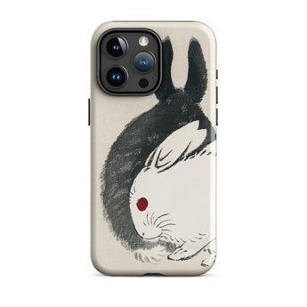 Rabbits - Kono Bairei Meiji Era Phone Case Phone Case Rabbit Design Kono Bairei’s Black, White Rabbits Iphone, Bridging Meiji-era