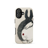 Rabbits - Kono Bairei Meiji Era Phone Case Iphone 12 Case Totoro Design Black White Color Kono Bairei’s Black, Rabbits Iphone, Bridging