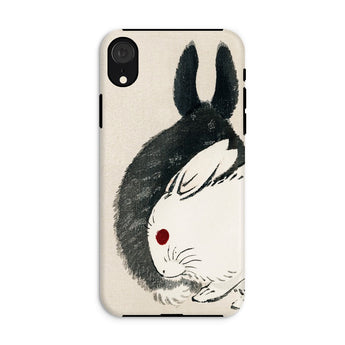 Rabbits - Kono Bairei Meiji Era Phone Case Stylized Rabbit Hare Design Phone Case Kono Bairei’s Black, White Rabbits Iphone, Bridging