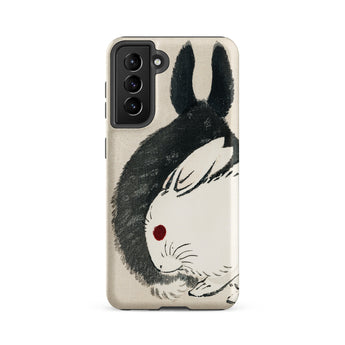 Rabbits - Kono Bairei Meiji Era Phone Case Black White Illustrated Rabbit Phone Case Red Dot Kono Bairei’s Black, Rabbits Iphone, Bridging