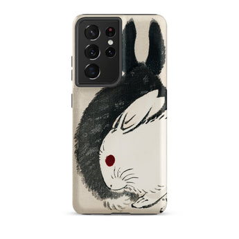 Rabbits - Kono Bairei Meiji Era Phone Case Black White Ink-style Rabbit Illustration Adorns Phone Case Kono Bairei’s Black, Rabbits Iphone,