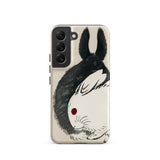 Rabbits - Kono Bairei Meiji Era Phone Case Sleek Off-white Phone Case Stylized Black-and-white Rabbit Illustration Kono Bairei’s Black,