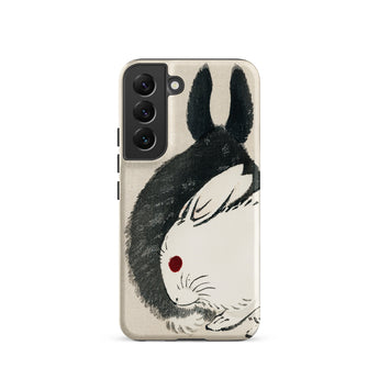 Rabbits - Kono Bairei Meiji Era Phone Case Sleek Off-white Phone Case Stylized Black-and-white Rabbit Illustration Kono Bairei’s Black,