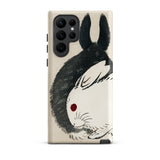 Rabbits - Kono Bairei Meiji Era Phone Case Black White Ink-style Rabbit Illustration Adorns Beige Phone Kono Bairei’s Black, Rabbits