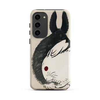 Rabbits - Kono Bairei Meiji Era Phone Case Black White Ink-style Illustrated Rabbit Phone Case Red Kono Bairei’s Black, Rabbits Iphone,