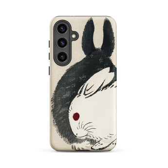 Rabbits - Kono Bairei Meiji Era Phone Case Black White Ink-style Rabbit Illustration Adorns Sleek Off-white Kono Bairei’s Black, Rabbits