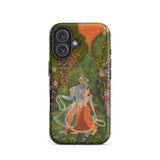 Radha & Krishna in einem blühenden Hain iPhone Case, 16 / Matt, Handyhüllen, Toby Leon