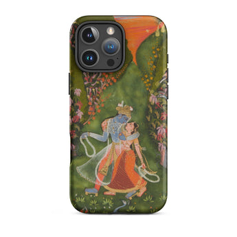 Radha & Krishna in a Flowering Grove Phone Case Iphone 16 Pro Max / Matte Phone Case Radha Krishna Design Twilight Hush, Rajasthani Grove,