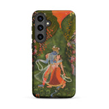 Radha & Krishna in a Flowering Grove Phone Case Samsung Galaxy S24 Plus / Matte Vibrant Phone Case Traditional Indian Painting Lord Krishna