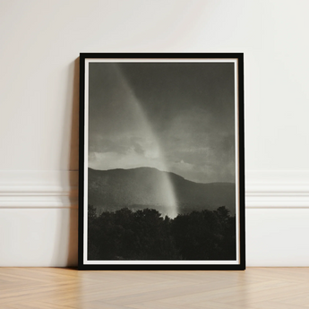 Black-framed Black-and-white Photograph Rainbow Mountains Trees Alfred Stieglitz’s, Nature’s Fleeting Magic, Stieglitz Art Print