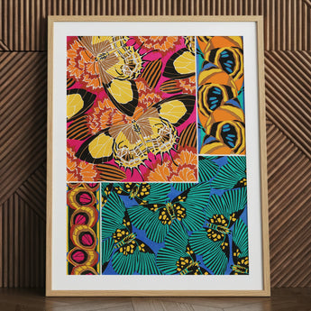 Rainbow Butterflies - E.a. Seguy Pochoir-Kunstdruck / Leinwand, 24x32’’ / 61x81cm / Naturrahmen / Passepartout, Poster, Drucke & visuelle Kunstwerke,