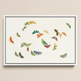 Rainbow Butterflies - Kamisaka Sekka Art Print / Canvas, 18x12’’ / 46x31cm / White Frame, Posters Prints & Visual Artwork, Toby Leon