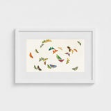 Rainbow Butterflies - Kamisaka Sekka Art Print / Canvas Framed Artwork Vibrant Collection Colorful Intricately Designed, Sekka’s, Japan’s