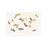Rainbow Butterflies - Kamisaka Sekka Art Print / Canvas Colorful Butterflies Scattered Random Pattern Kamisaka Sekka, Sekka’s Rainbow