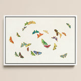 Rainbow Butterflies - Kamisaka Sekka Art Print / Canvas Framed Artwork Collection Colorful Intricately Designed Hues, Sekka’s, Japan’s