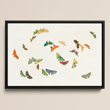 Rainbow Butterflies - Kamisaka Sekka Art Print / Canvas Framed Artwork Collection Colorful Intricately Designed Butterflies Hues Kamisaka