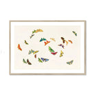 Rainbow Butterflies - Kamisaka Sekka Art Print, Colorful Butterflies Arranged Scattered Pattern