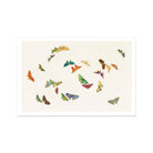 Rainbow Butterflies - Kamisaka Sekka Art Print, Colorful Butterflies Scattered Random Pattern