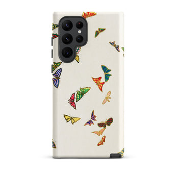 Rainbow Butterflies - Kamisaka Sekka Phone Case Samsung Galaxy S22 Ultra / Matte Vibrant Multicolored Butterfly Pattern Adorns Off-white,