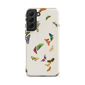 Rainbow Butterflies - Kamisaka Sekka Phone Case Samsung Galaxy S22 Plus / Matte Cream-colored Phone Case Adorned Vibrant Multicolored