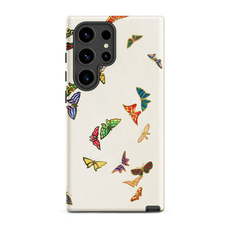 Rainbow Butterflies - Kamisaka Sekka Phone Case Samsung Galaxy S24 Ultra / Matte Cream-colored Phone Case Adorned Vibrant Multicolored