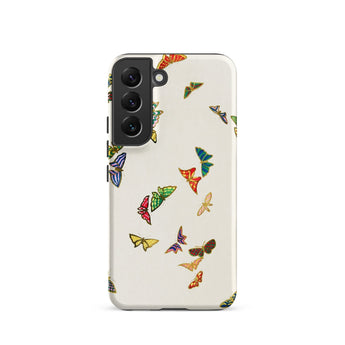 Rainbow Butterflies - Kamisaka Sekka Phone Case Samsung Galaxy S22 / Matte Vibrant Multicolored Butterfly Pattern Adorns Off-white