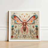 Vibrant Intricately Detailed Framed Artwork Central Mechanical Insect Rainbow Rover, Alien Species Taxonomy, Xenobiological Artistry