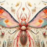 Rainbow Rover - Surreal Alien Taxonomy Art Print / Canvas Vibrant Intricately Designed Pink Orange Insect Sculpture Translucent Rainbow