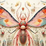 Rainbow Rover - Surreal Alien Taxonomy Art Print / Canvas Vibrant Intricately Designed Pink Orange Insect Sculpture Translucent, Species,