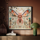 Rainbow Rover - Surreal Alien Taxonomy Art Print / Canvas Vibrant Intricately Detailed Insect Artwork Iridescent Wings Segmented Rainbow