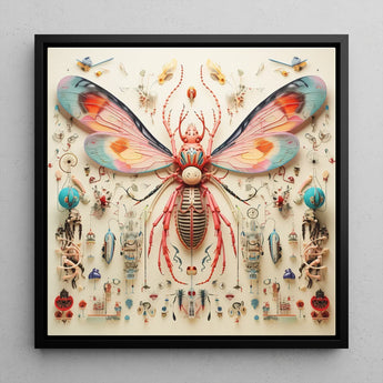 Rainbow Rover - Surreal Alien Taxonomy Art Print / Canvas Vibrant Intricately Detailed Insect Sculpture Translucent Pink Blue, Species,