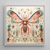 Rainbow Rover - Surreal Alien Taxonomy Art Print / Canvas Vibrant Intricately Detailed Insect Sculpture Translucent Wings Orange, Species,