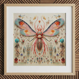 Rainbow Rover - Surreal Alien Taxonomy Art Print / Canvas Vibrant Intricately Detailed Mixed-media Artwork Central Mechanical Insect