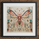 Rainbow Rover - Surreal Alien Taxonomy Art Print / Canvas Vibrant Intricately Detailed Mixed-media Artwork Central Mechanical Insect,