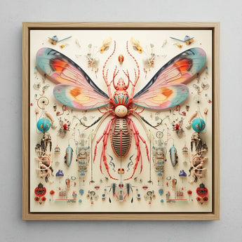 Rainbow Rover - Surreal Alien Taxonomy Art Print / Canvas Vibrant Intricately Detailed Mixed-media Artwork Central Pink Teal, Species,
