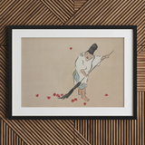 Raking - Kamisaka Sekka stampa d'arte xilografica Meiji / Canvas, 30x20’’ / 76x51cm / Cornice nera / Matboard, poster, stampe e opere d'arte visiva,