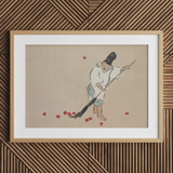 Raking - Kamisaka Sekka stampa d'arte xilografica Meiji / Canvas, 30x20’’ / 76x51cm / Cornice naturale / Matboard, poster, stampe e opere d'arte visiva,