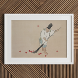 Raking - Kamisaka Sekka stampa d'arte xilografica Meiji / Canvas, 30x20’’ / 76x51cm / Cornice bianca / Matboard, poster, stampe e opere d'arte visiva,