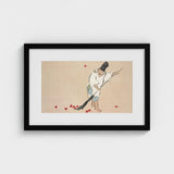 Raking - Kamisaka Sekka Meiji Woodblock Art Print / Canvas Framed Artwork Traditional Japanese Figure White Robes Red Sekka’s, Prints