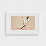 Raking - Kamisaka Sekka Meiji Woodblock Art Print / Canvas Minimalist White Frame Traditional East Asian Ink Wash Sekka’s, Prints