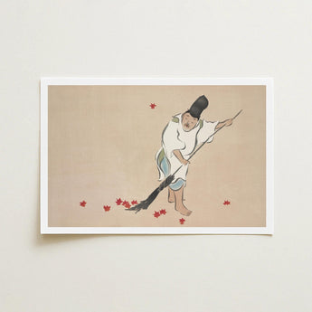 Raking - Kamisaka Sekka Meiji Woodblock Art Print / Canvas Framed Traditional Japanese Illustration Figure White Robes Sekka’s, Prints