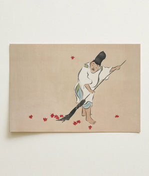 Beige Rectangular Art Print Traditional Japanese-style Illustration Man Kamisaka Sekka’s Raking, Sekka