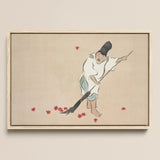 Raking - Kamisaka Sekka Meiji Woodblock Art Print / Canvas Framed Artwork Traditional Japanese Figure White Robes Black Sekka’s, Prints