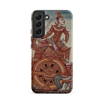 Rama’s Chariot - Thai Ramayana Mural Phone Case Samsung Galaxy S22 Plus / Matte Phone Case Detailed Illustration Ornate Red Gold