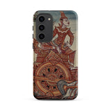 Rama’s Chariot - Thai Ramayana Mural Phone Case Samsung Galaxy S23 Plus / Matte Detailed Illustration Ornate Red Gold Traditional, Iphone,