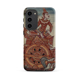 Rama’s Chariot - Thai Ramayana Mural Phone Case Samsung Galaxy S23 Plus / Matte Phone Case Detailed Illustration Ornate Red Gold